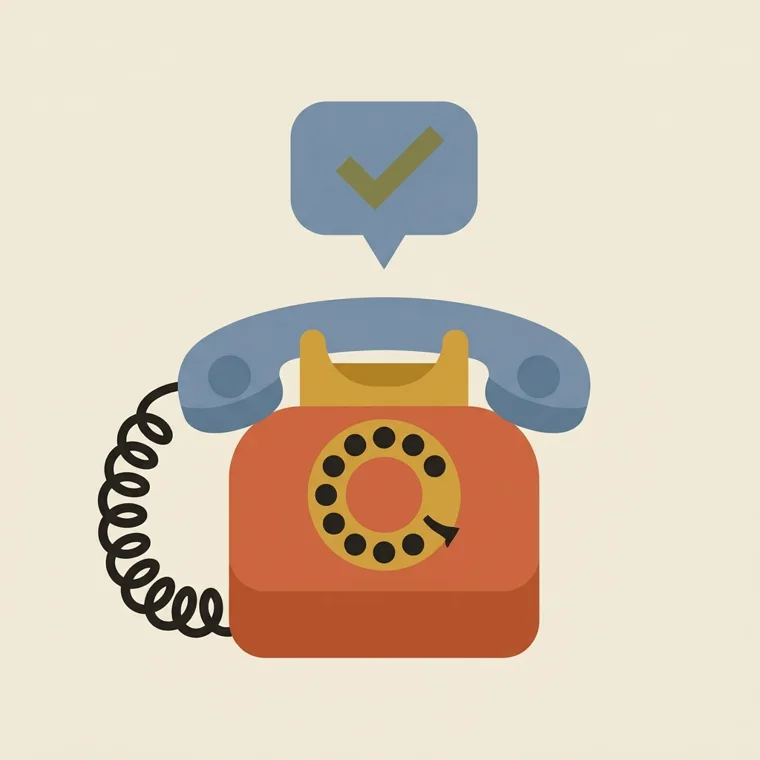 Illustration: a telephone with a checkmark — calls handled